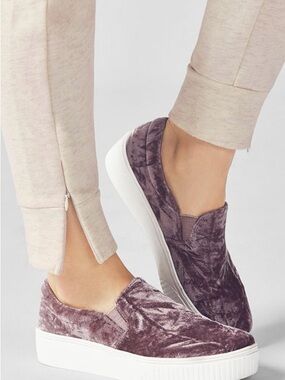 Fabletics Velvet Slip-On Sneakers in Mauve